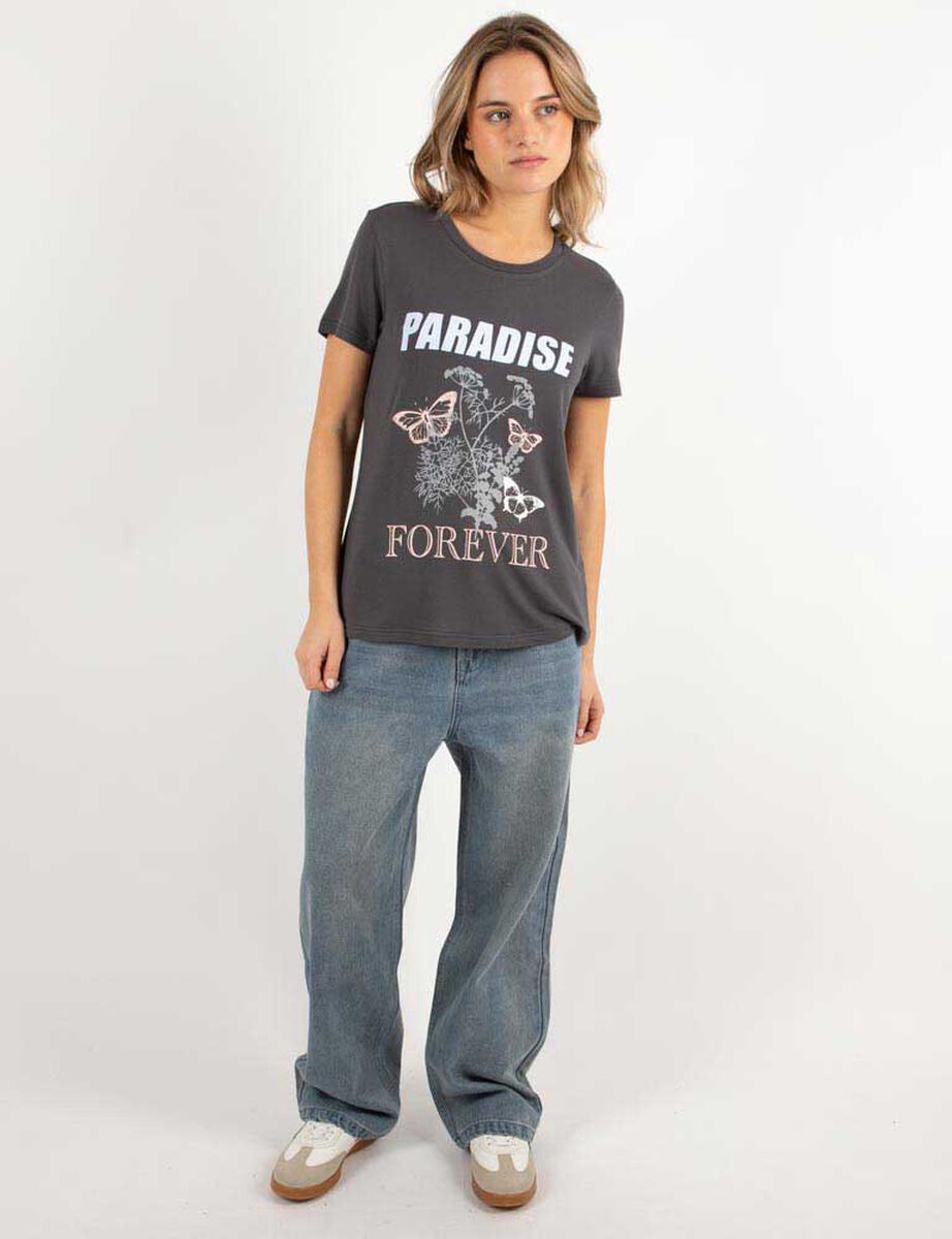 Polera Con Estampado Manga Corta Mujer Icono
