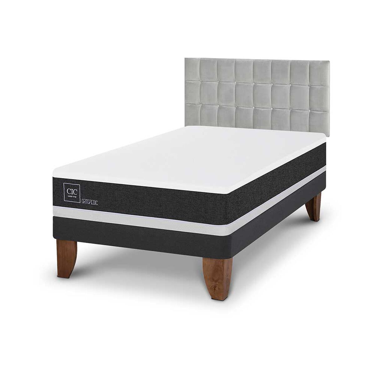 Cama Europea CIC 1,5 Plazas Ortopedic + Respaldo Sile