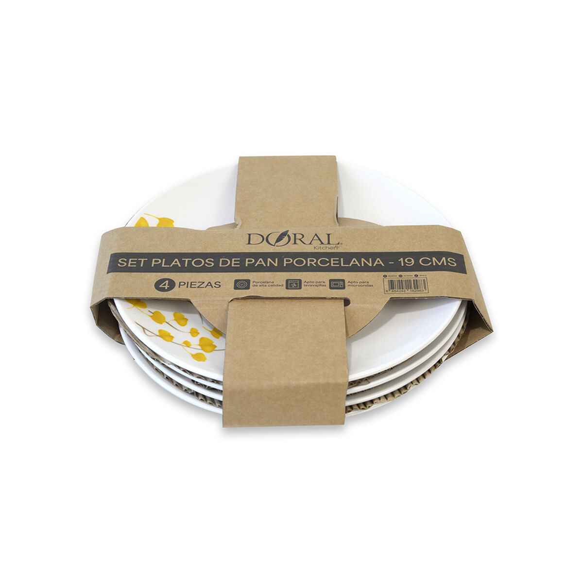 Set Platos Pan Doral Flor 4 Piezas Amarillo