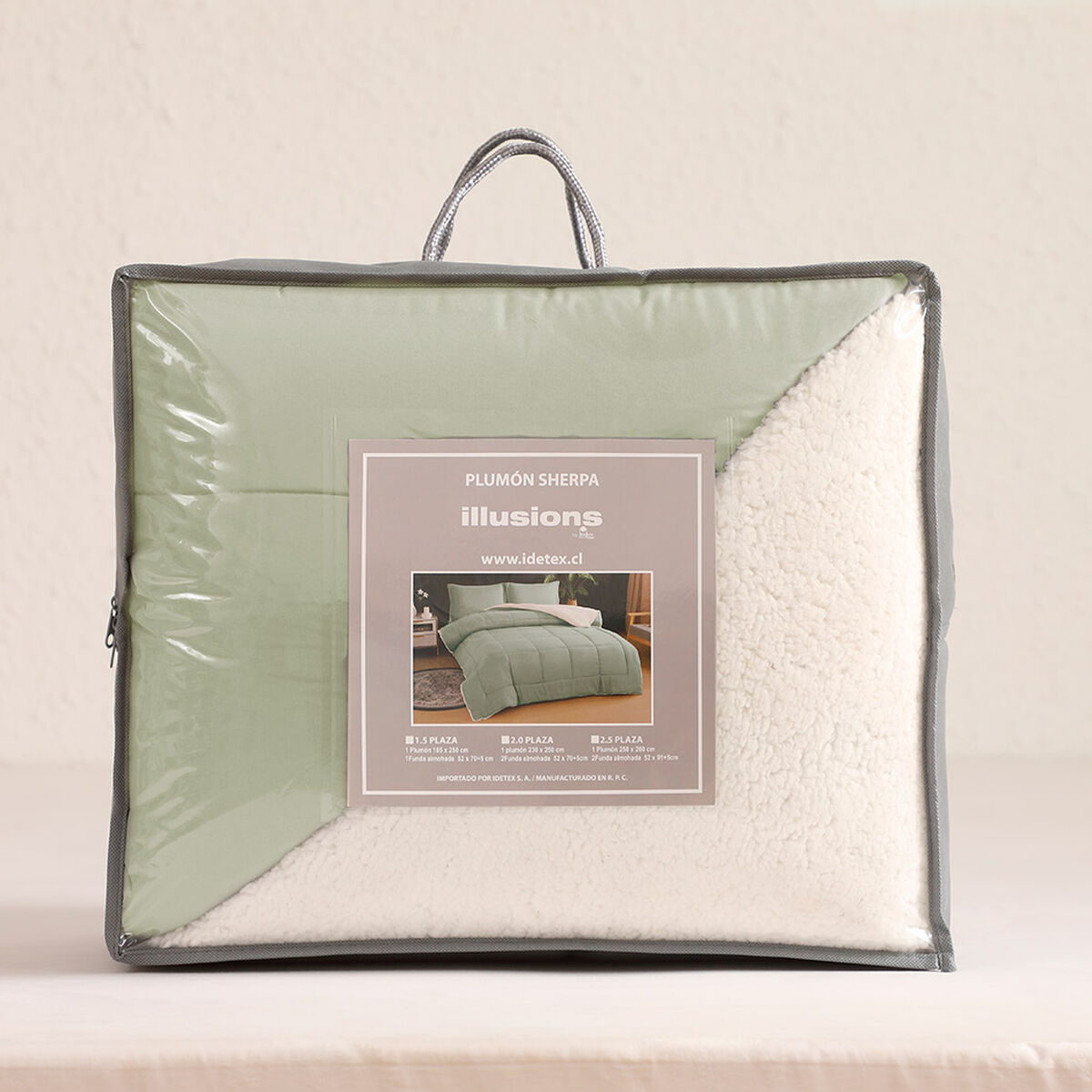 Plum&oacute;n Illusions Sherpa Liso 1,5 Plazas Verde