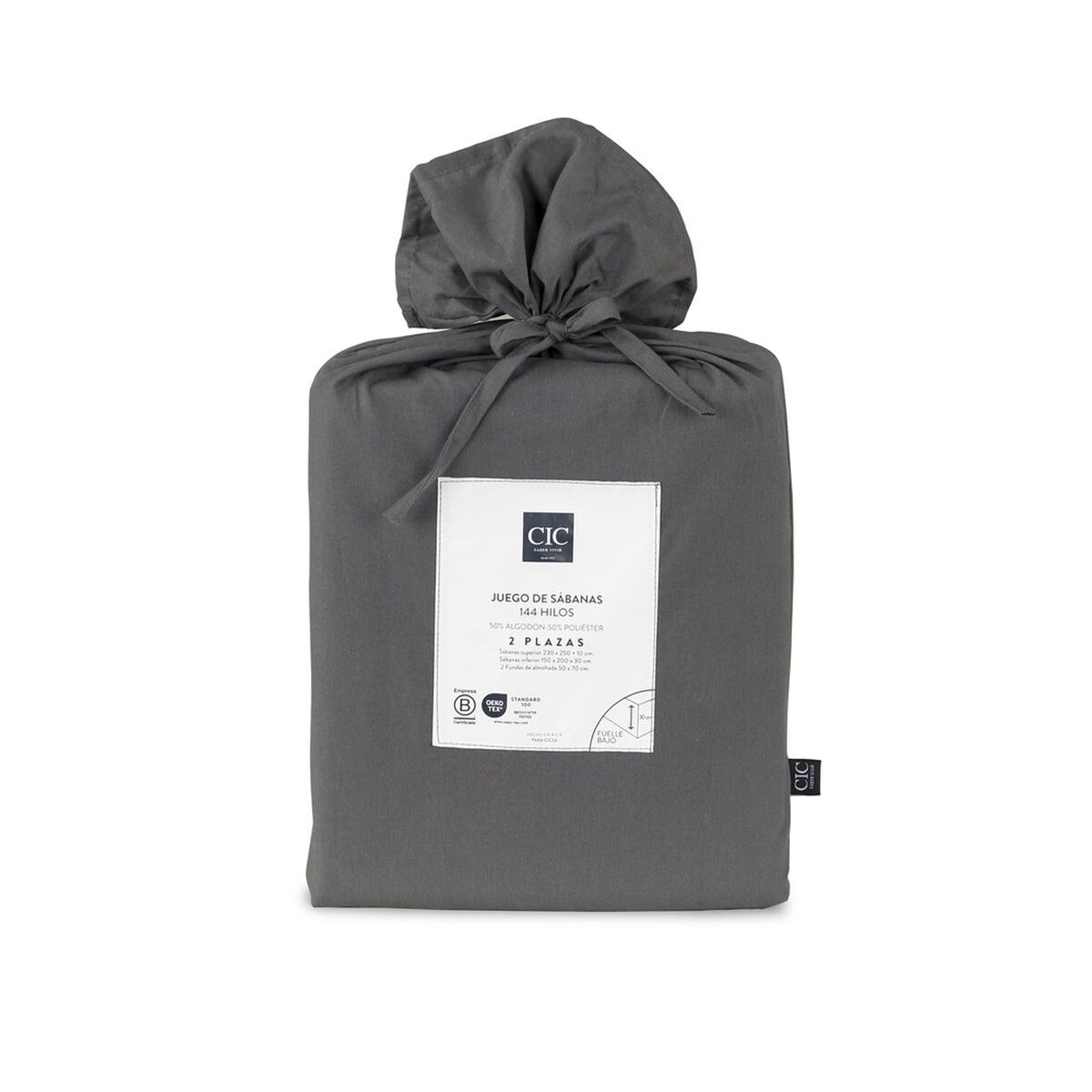 Set Sabanas CIC 144 Hilos 2 Plazas Gris