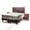 Cama Europea Flex Base Dividida 2 Plazas M&aacute;ximo Cobre  + Respaldo + 2 Veladores Colonia