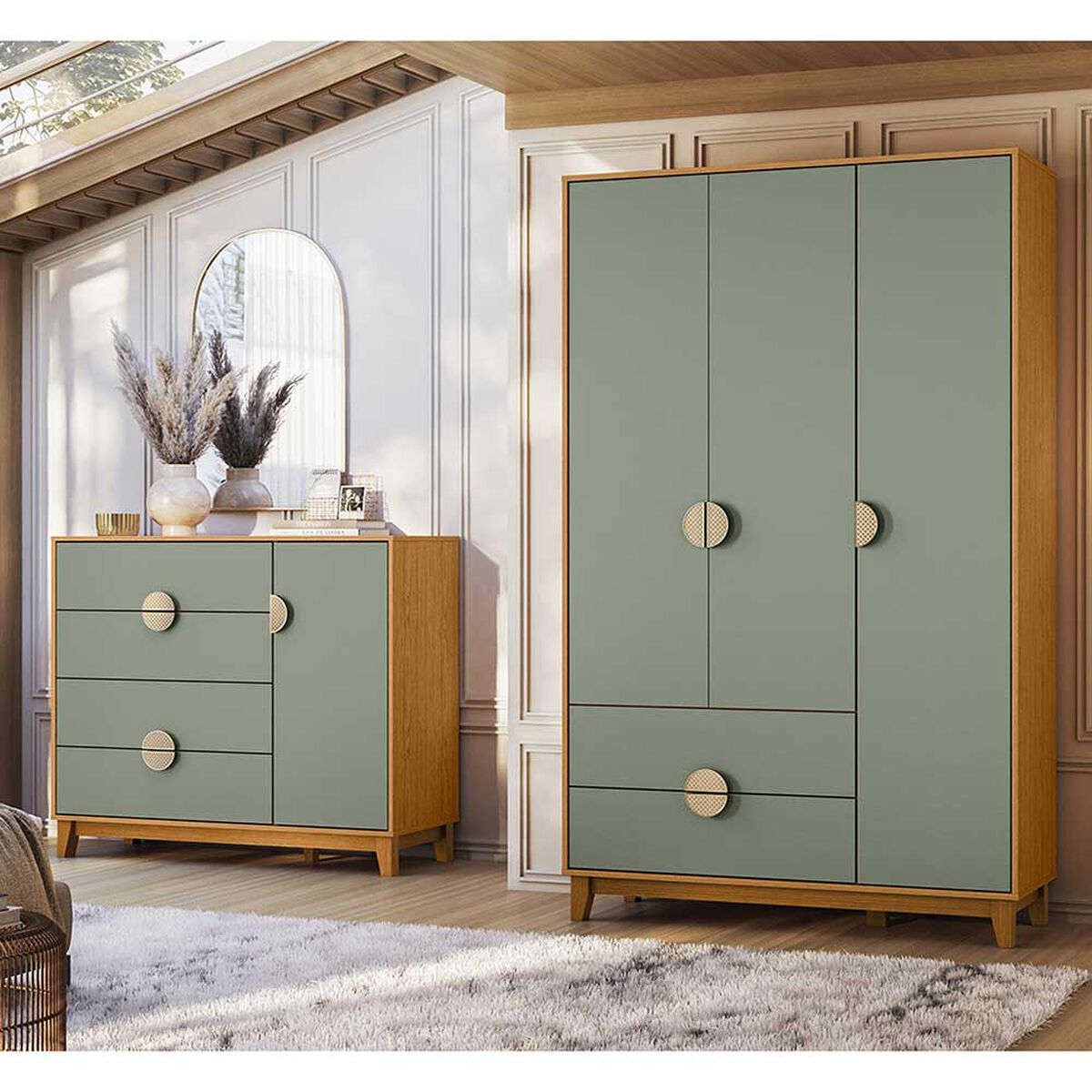 Clóset Vekkahome Ipe 3 Puertas 2 Cajones Gris Café
