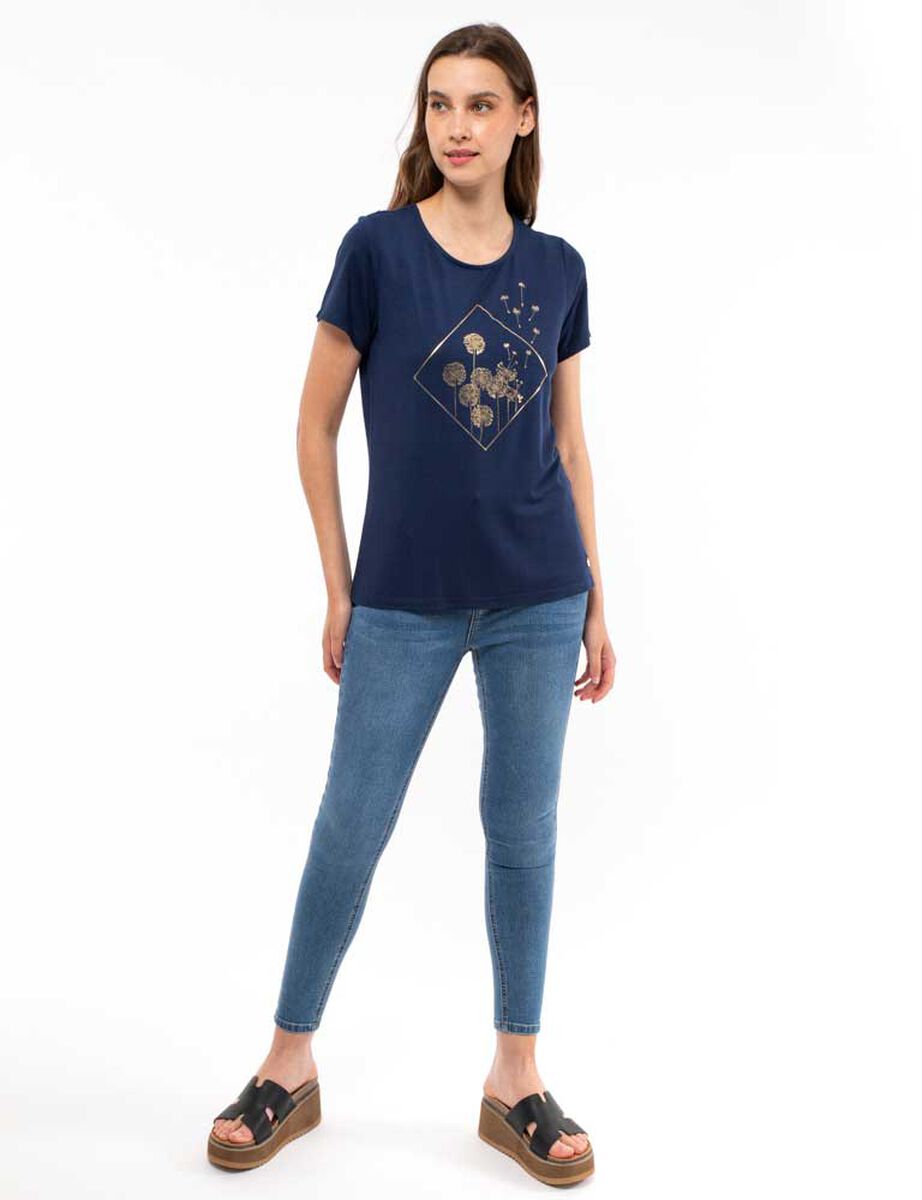 Polera Con Estampado Manga Corta Mujer Zibel
