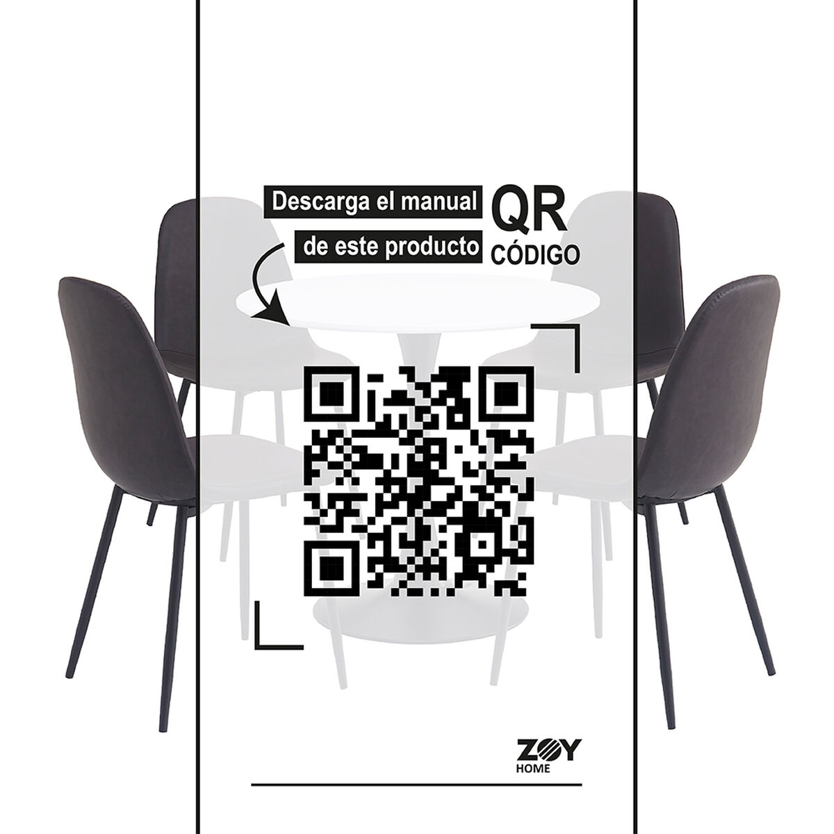 Juego de Comedor Zoy Home Saona 4 Sillas Grafito