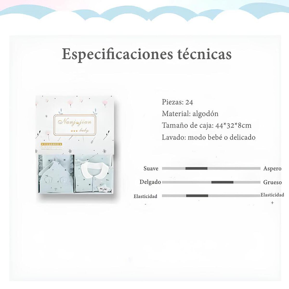 Pack Ajuar Bebé Ropa Algodón 24 Piezas Celeste Lubabycas
