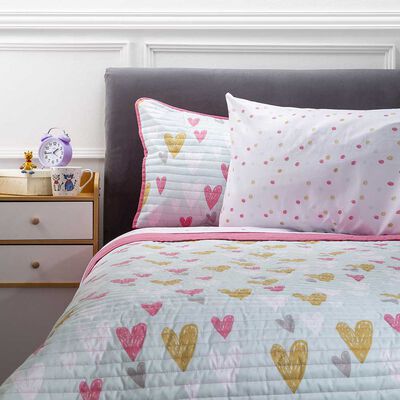 Set Quilt Infantil + Juego de S&aacute;banas Casanova Kids 1,5 Plazas Hearts