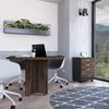 Combo Mesa Redonda + Archivador 3 Cajones TuHome Home Office Negro Soft-Coñac