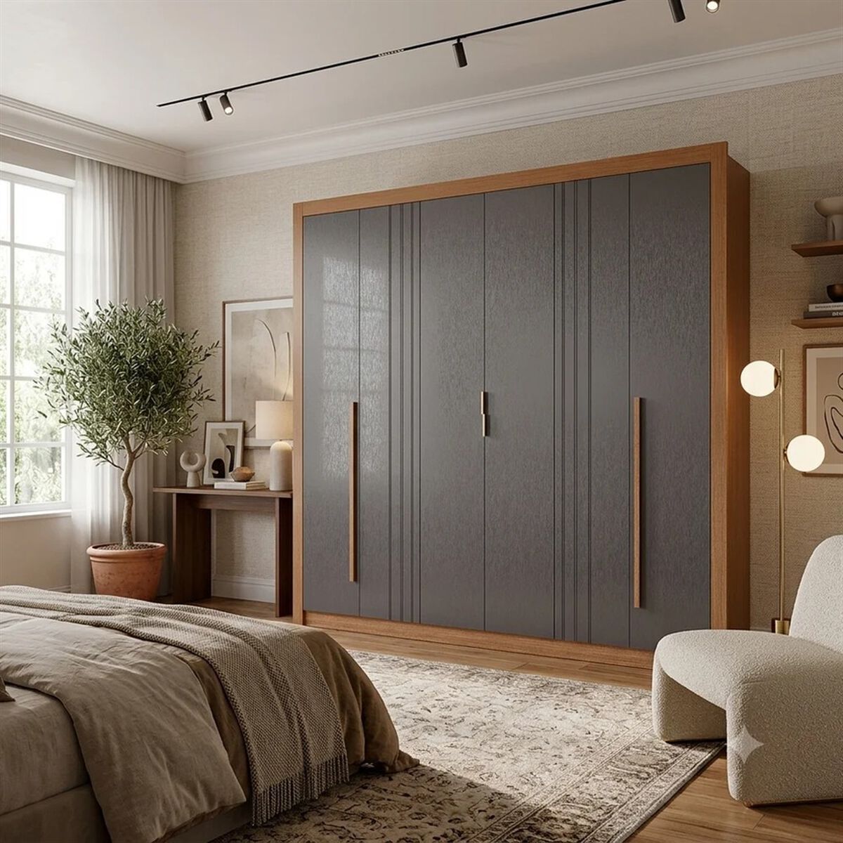 Closet Altavision Miletto 6 Puertas 3 Cajones Caf&eacute; Grafito
