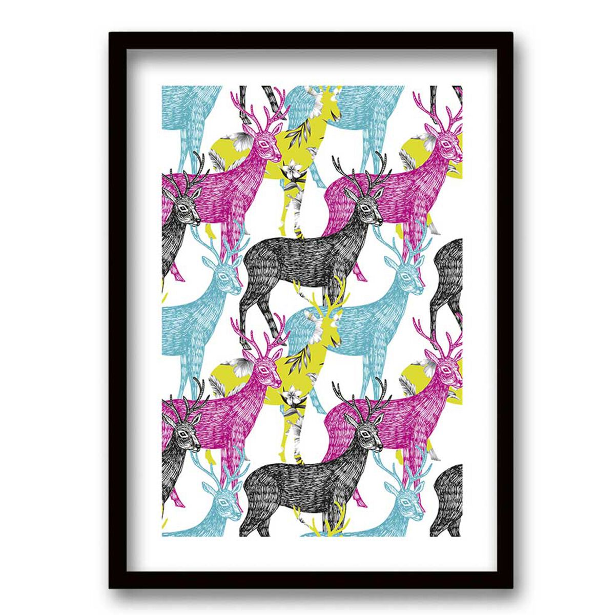 Cuadro Decorativo Retela Color Painted Deers 40 x 30 cm