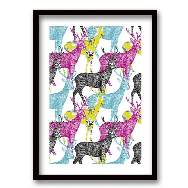 Cuadro Decorativo Retela Color Painted Deers 40 x 30 cm