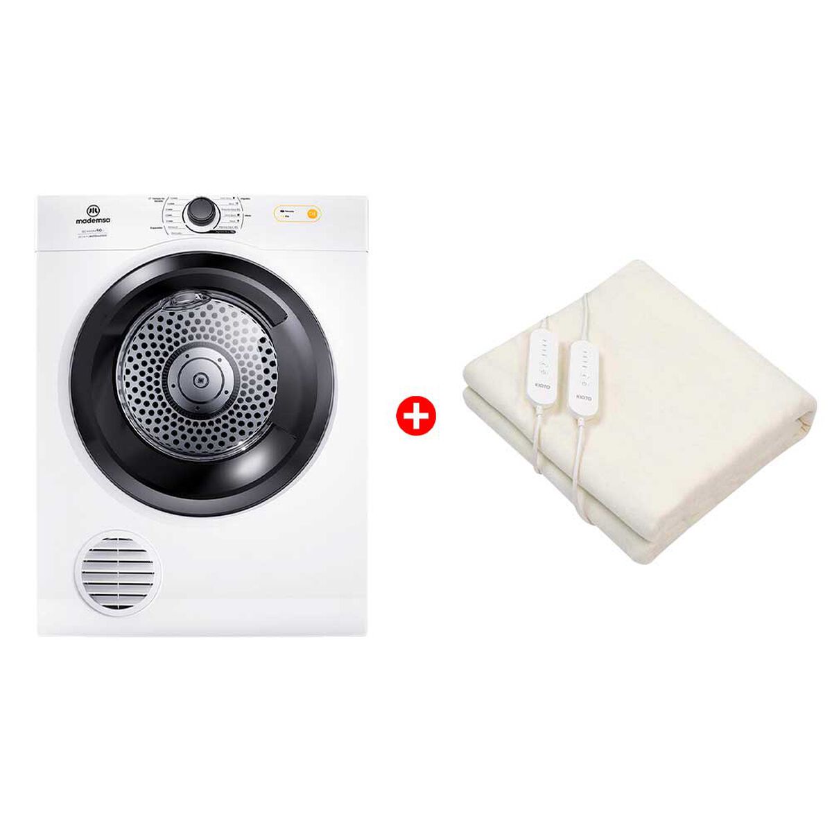 Combo Secadora de Ropa Mademsa 9D BZG 9 Kg. + Calientacamas Kioto CY2 2 Plazas
