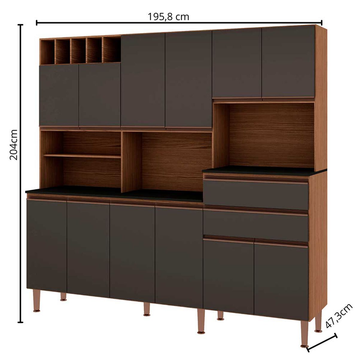 Cocina Vekkahome Malbec 12 Puertas 2 Cajones Gris