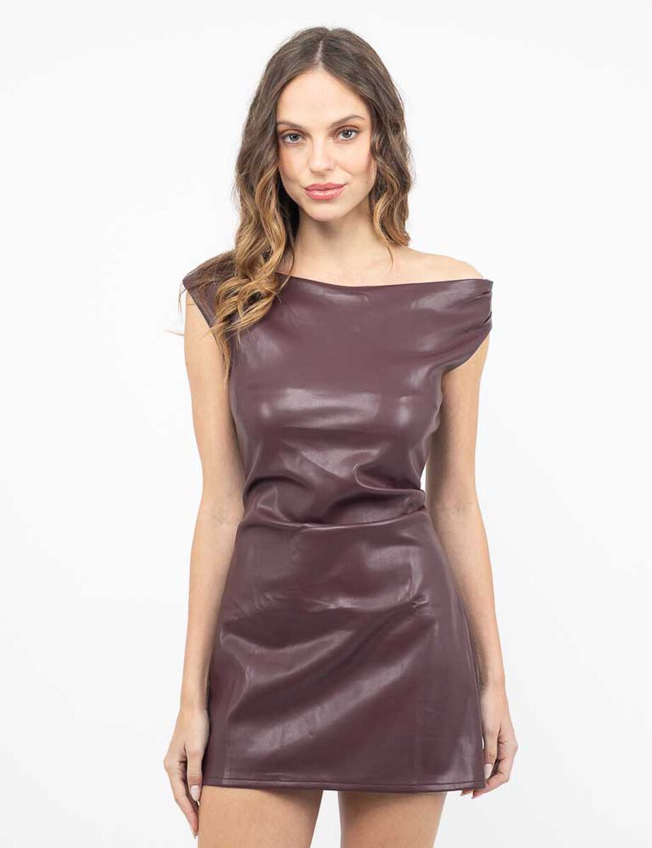 Vestido Mini Ecocuero Sin Mangas Mujer Soviet