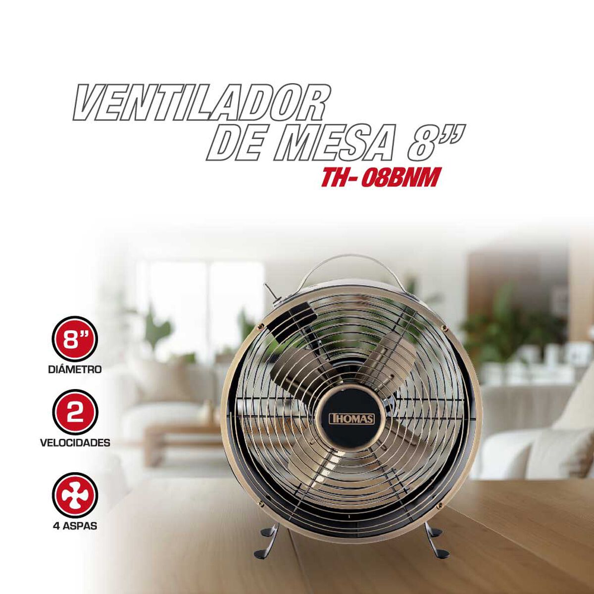 Ventilador de Mesa Thomas TH-08BNM Bronce