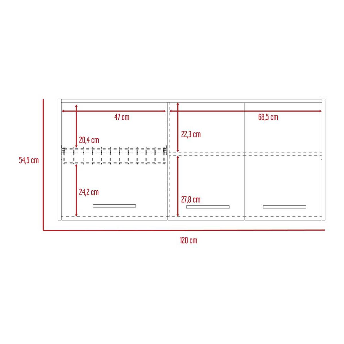 Mueble de Cocina Superior TuHome Orion 3 Puertas Duna Blanco