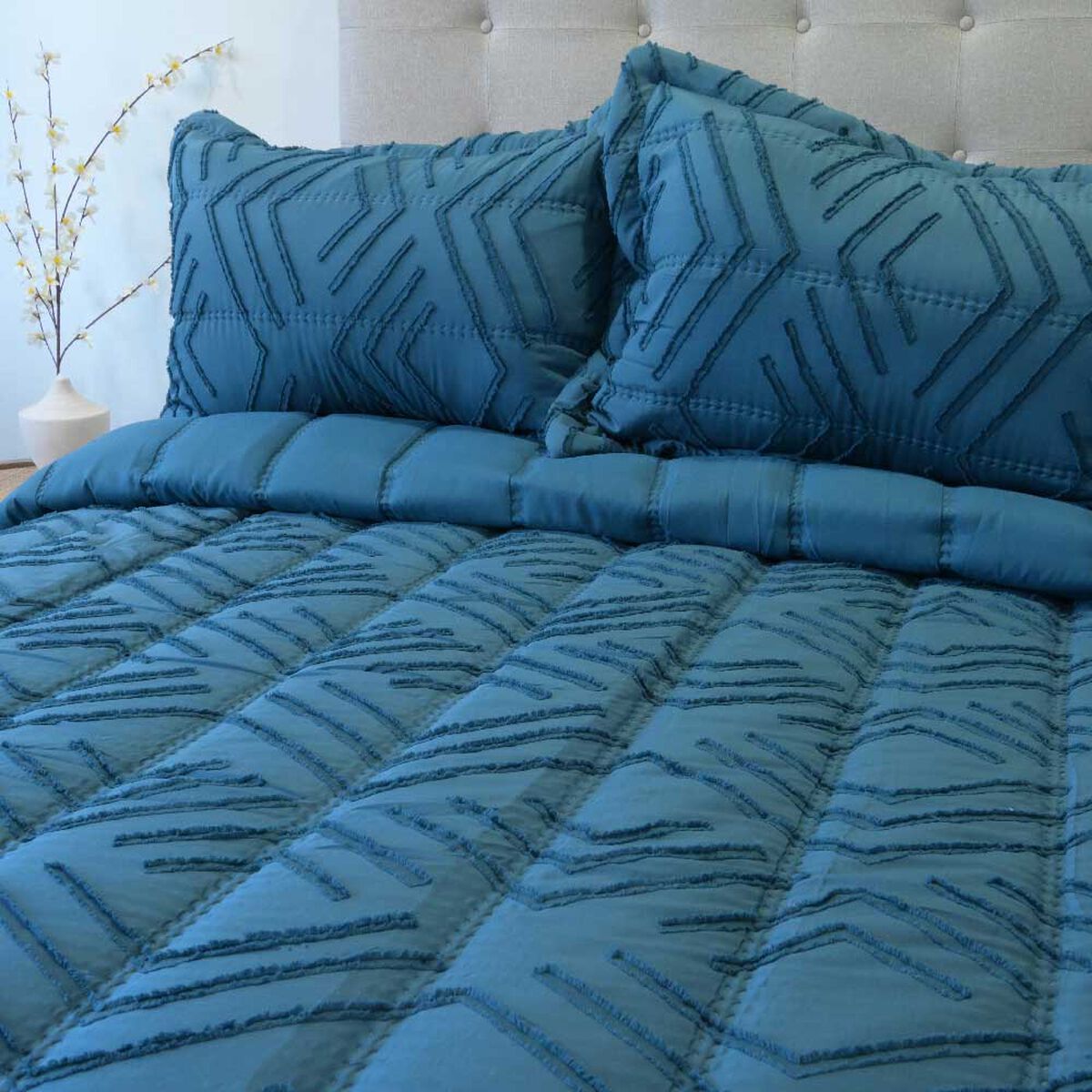 Plum&oacute;n Doral Super King Touch Nebula Liso Azul