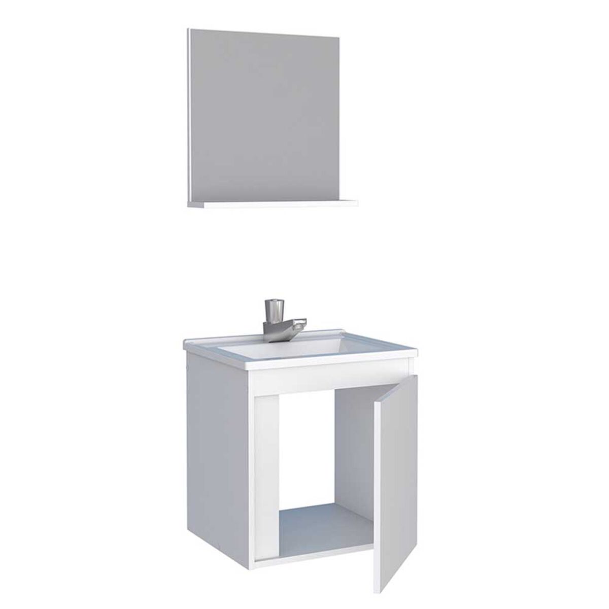 Vanitorio + Lavamanos + Espejo con Repisa Vekkahome Onix Blanco
