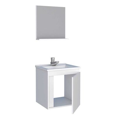 Imagen 2 del producto Vanitorio + Lavamanos + Espejo con Repisa Vekkahome Onix Blanco