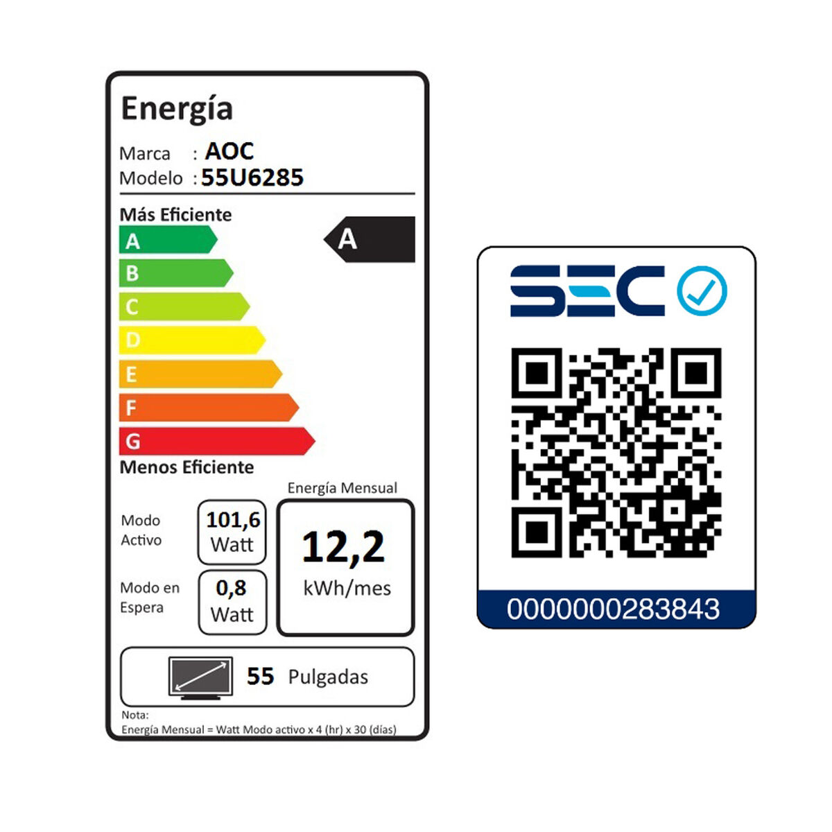 LED 55" AOC 55U6285 Smart TV Ultra HD 4K