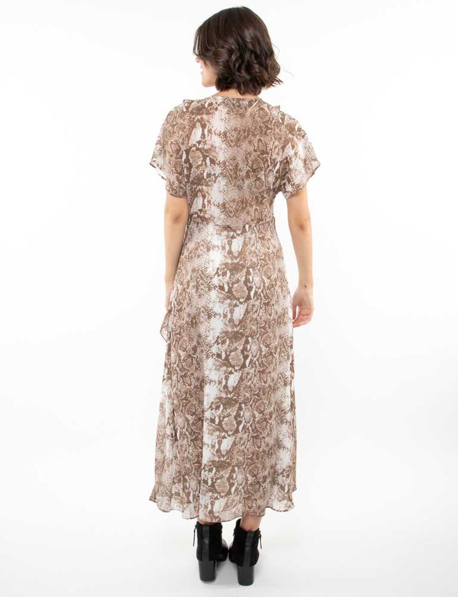 Vestido Maxi Estampado Manga Corta Mujer Zibel