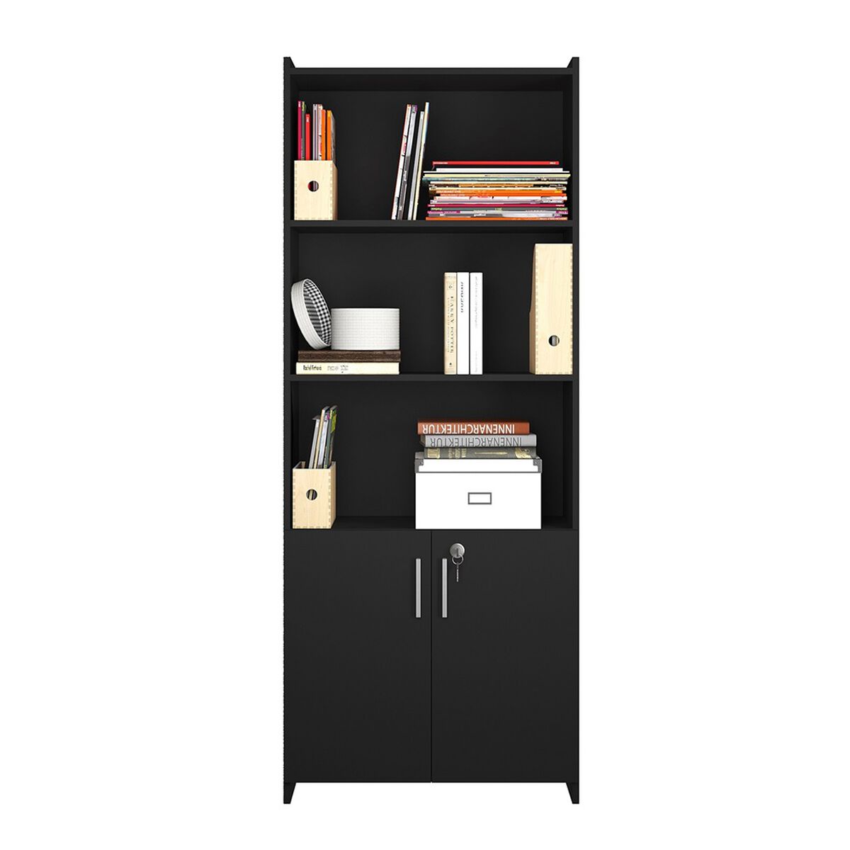 Librero  Home Mobili Hilton 2 Puertas Negro