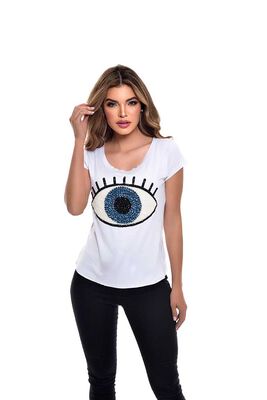 Imagen 1 del producto Polera Manga Corta Mujer Rock Caviar Blanco