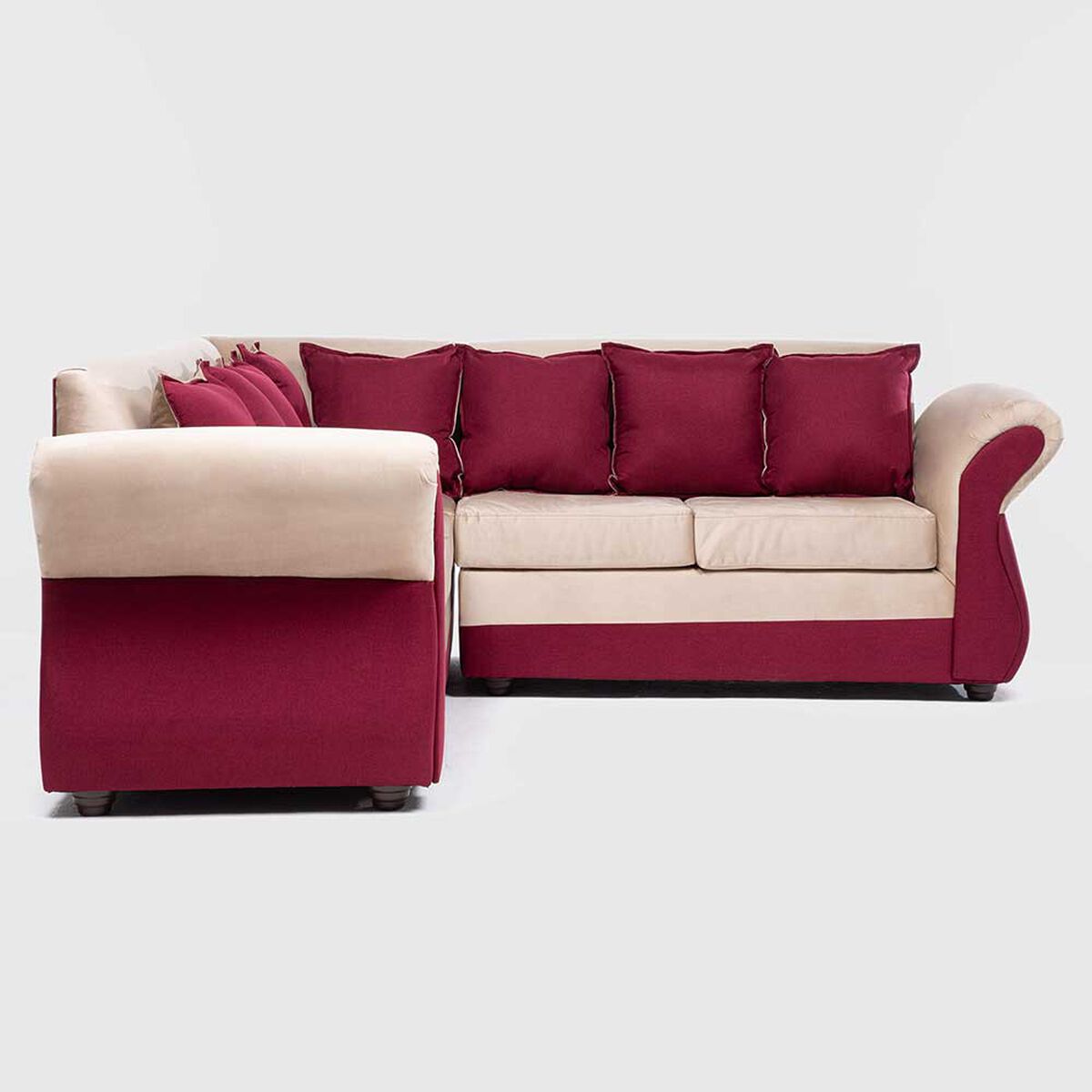 Sofá Seccional Almore New Irlanda 5 Cuerpos Beige Rojo