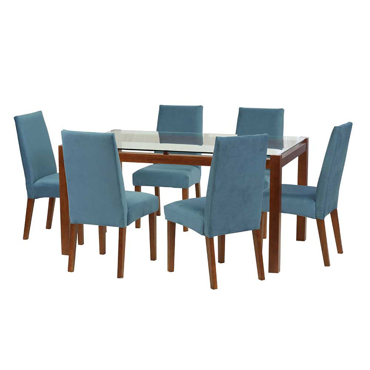 Juego de Comedor Latam Home Barcelona 6 Sillas Azul Petroleo
