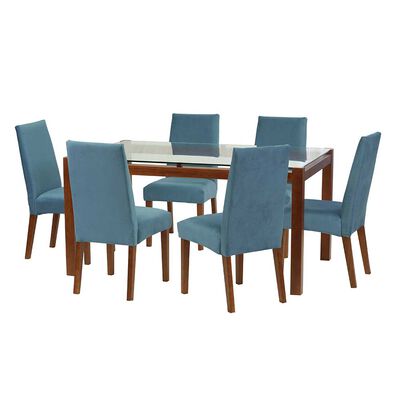 Juego de Comedor Latam Home Barcelona 6 Sillas Azul Petroleo