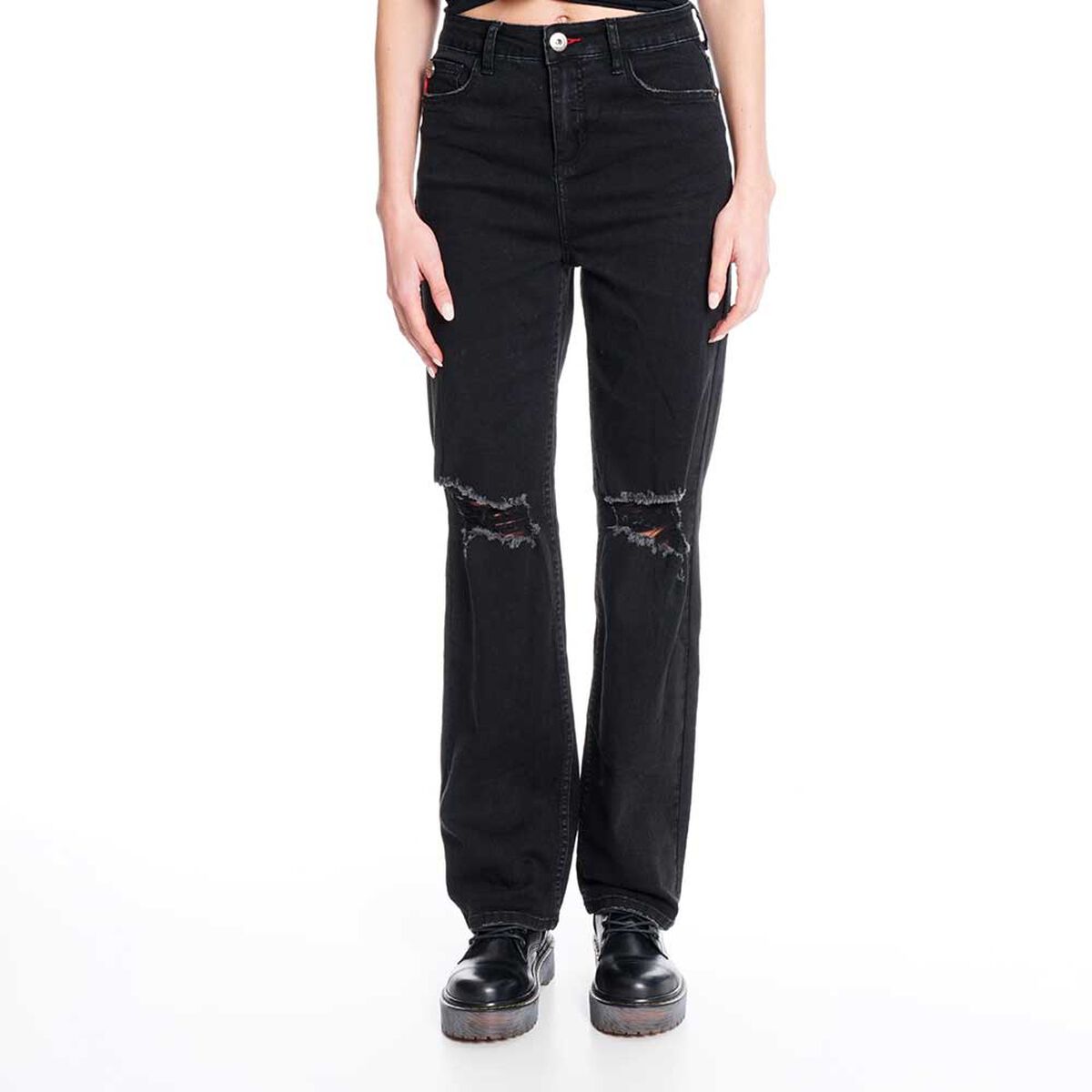 Jeans Tiro Ultra Alto Rotura Mujer Ellus