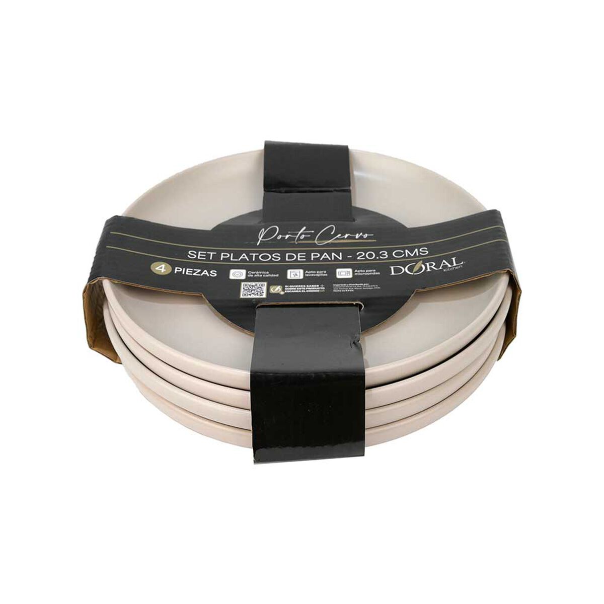 Set 4 Plato Pan Doral Porto Servo Crema