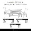 Juego de Comedor Latam Home Sevilla Cadiz 2 Sillas + 2 Bancas Lino Blanco