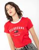 Polera Crop Algodón Con Estampado Manga Corta Mujer Icono