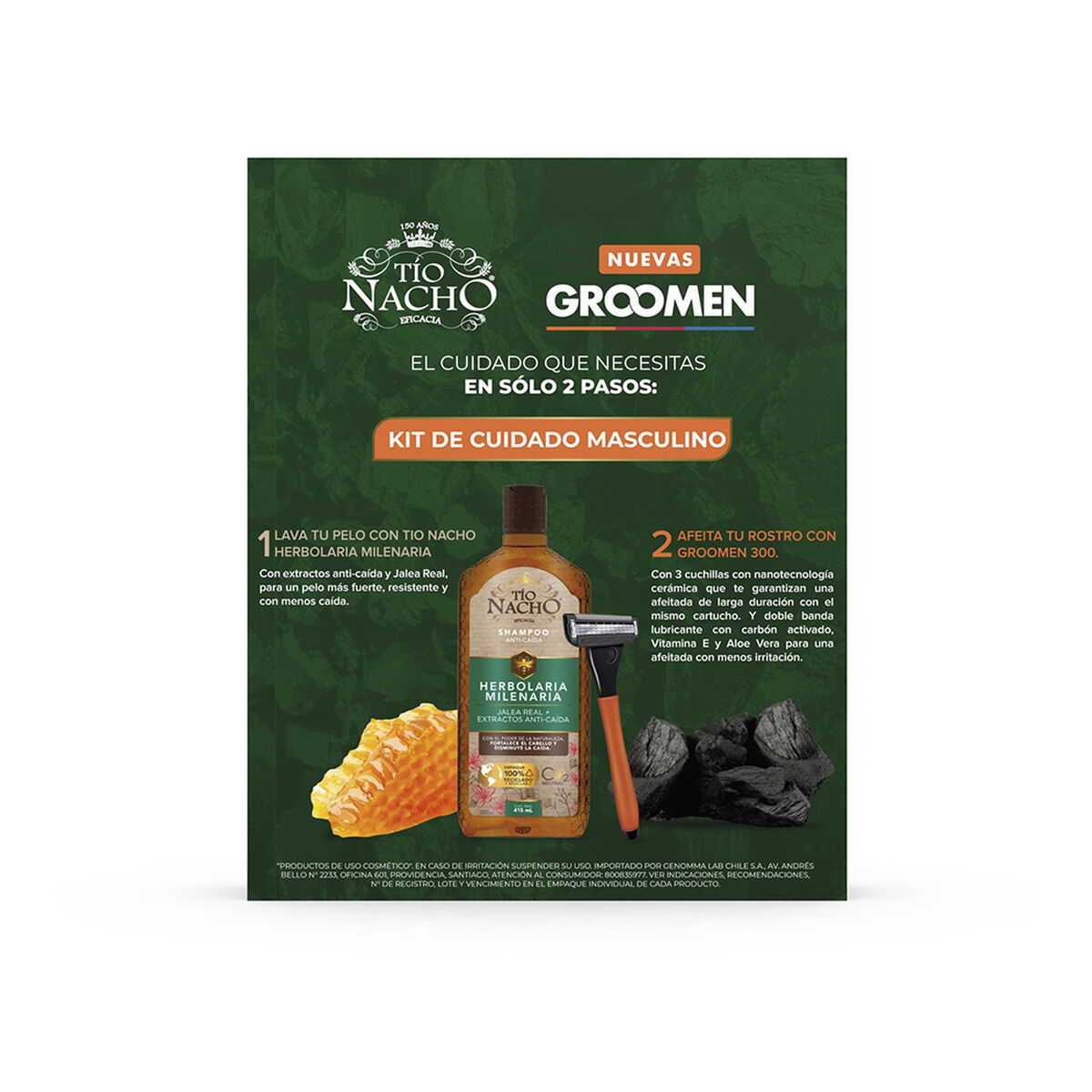 Pack Tío Nacho 1 Shampoo Herbolaria 415 ml + Groomen 300