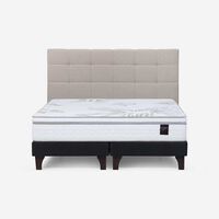 Cama Europea Rosen Base Dividida King Art 4 + Respaldo Niebla