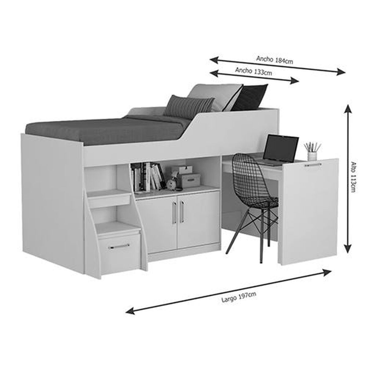 Base Cama Funcional Decocasa 1,5 Plazas Multi Retráctil