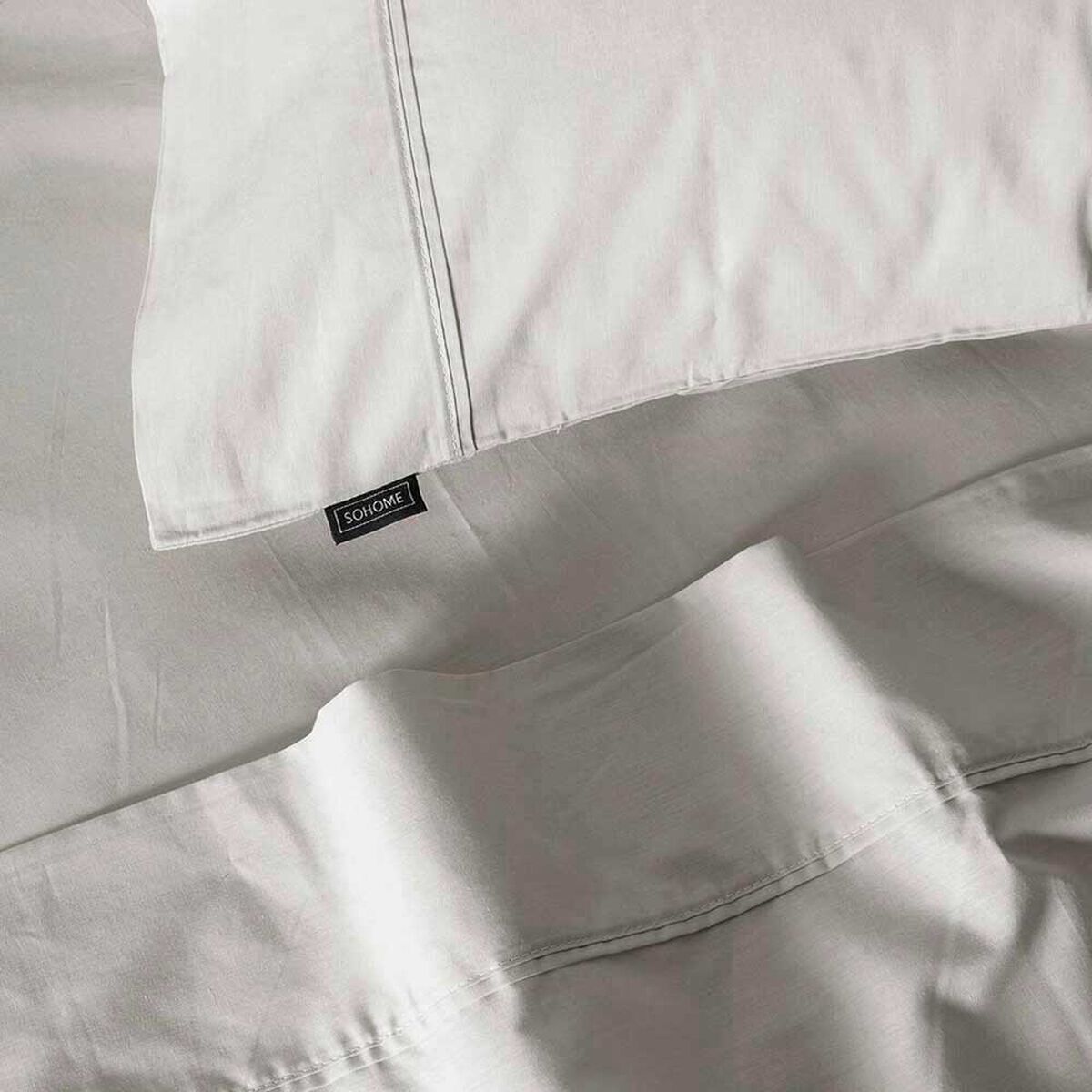 Juego de S&aacute;banas Liso SoHome 180 Hilos King Gris