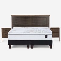 Cama Europea Rosen Base Dividida King Anna + Respaldo + 2 Veladores