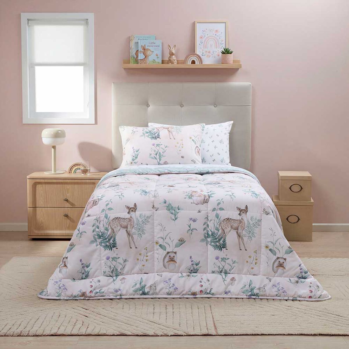 Plum&oacute;n Rosen 1,5 Plazas Kids Bosque Blanco/Verde/Caf&eacute;