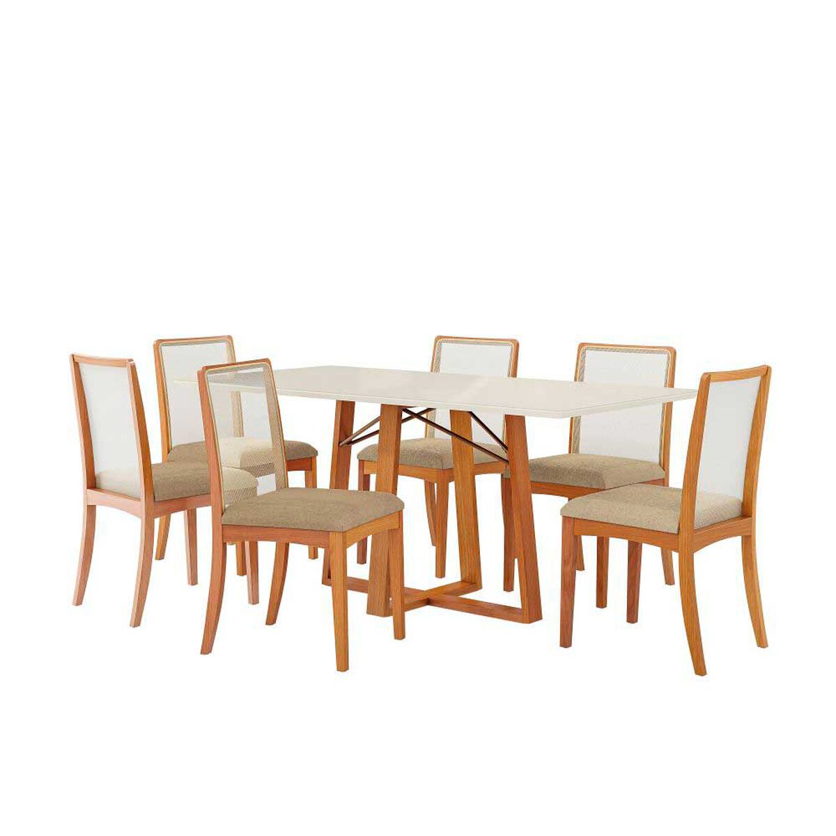 Juego de Comedor Roca Nara 6 Sillas Beige