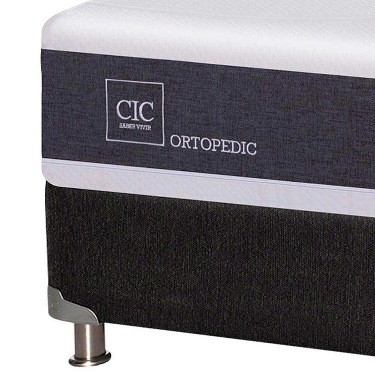 Box Spring CIC Base Dividida 2 Plazas Ortopedic + Respaldo + 2 Veladores