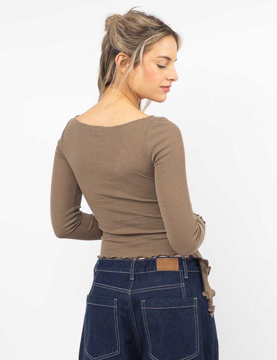 Polera Crop Manga Larga Mujer Icono