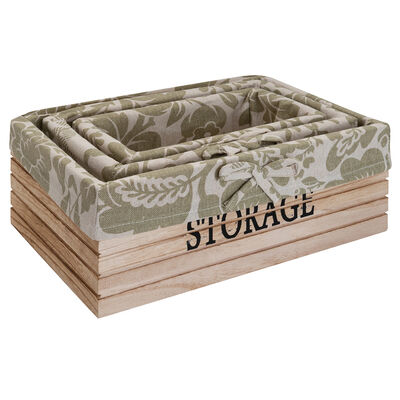 Set de 3 Canastos Rectangulares Madera Vgo Natural