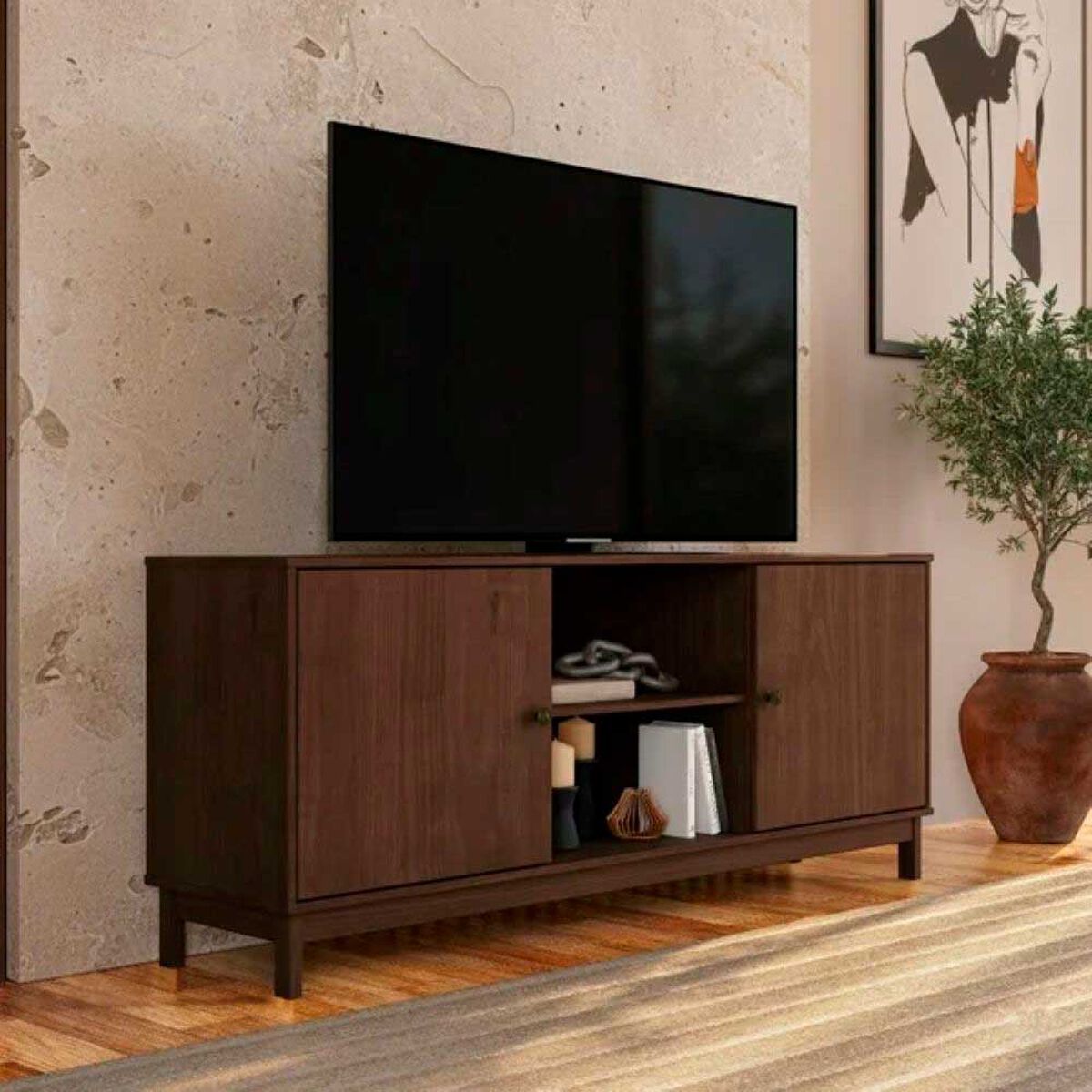 Rack TV Roca Essencia Hasta 65" Caoba