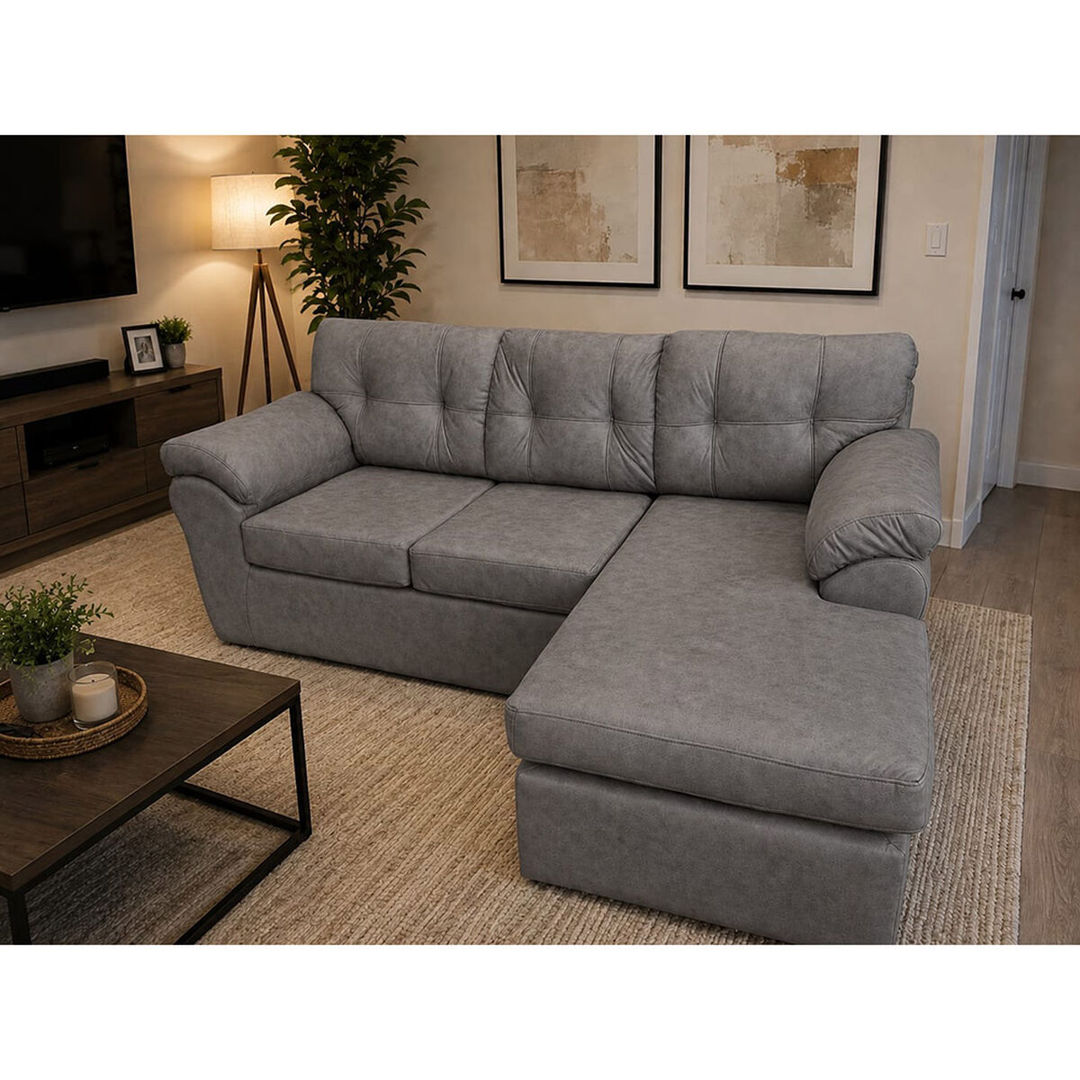 Seccional Reversible Dise&ntilde;o A&M Home Siena 5 Cuerpos Gris