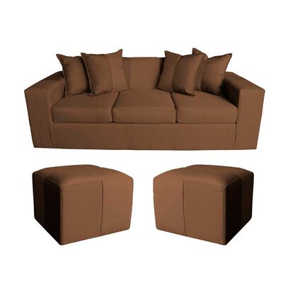 Imagen 1 del producto Sofá Muebles MYM Maxi 3 Cuerpos + Dos Pouf 1 Cuerpo Chocolate