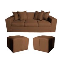 Sofá Muebles MYM Maxi 3 Cuerpos + Dos Pouf 1 Cuerpo Chocolate