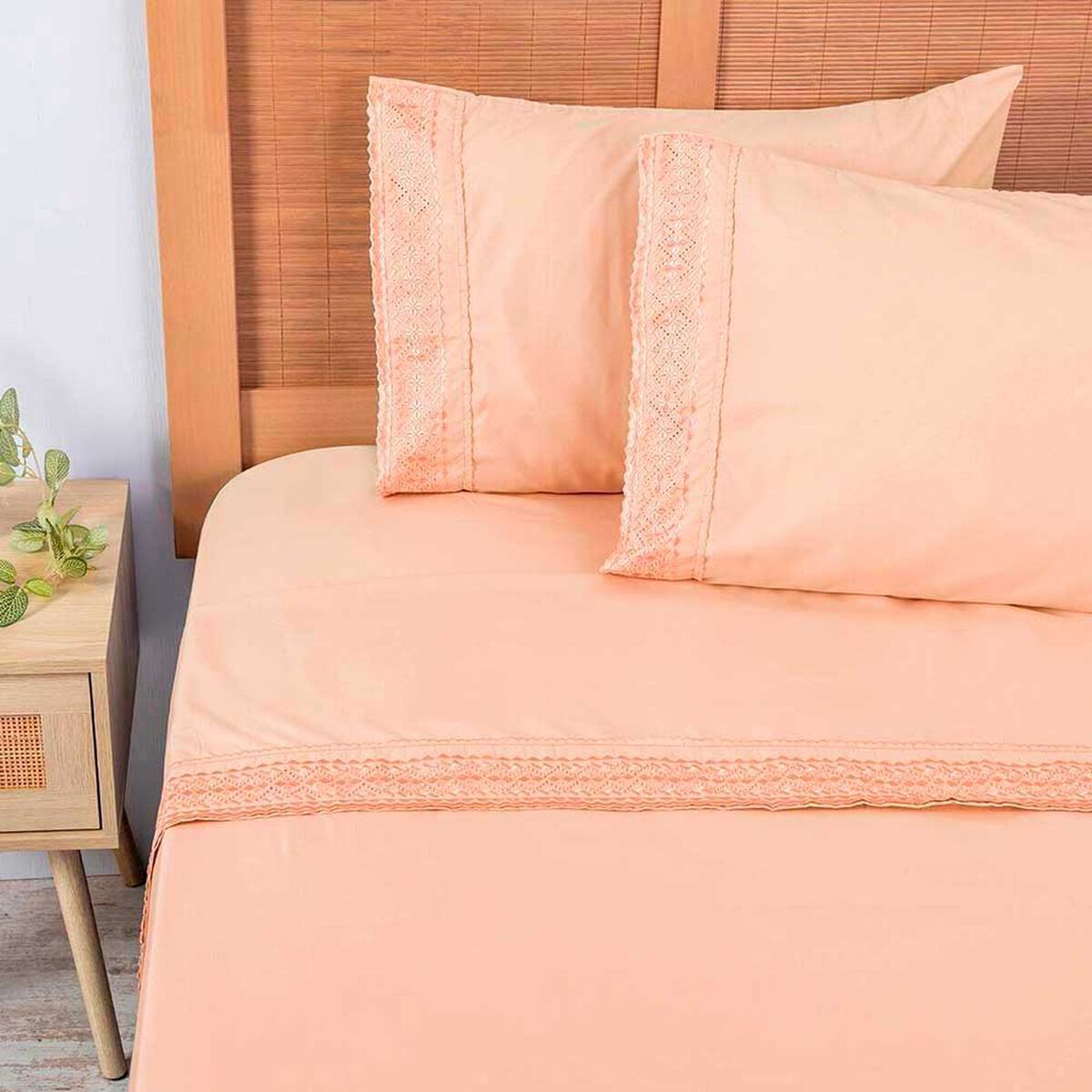 Juego de S&aacute;banas Liso Plumetti 2 Plazas Broderie Damasco