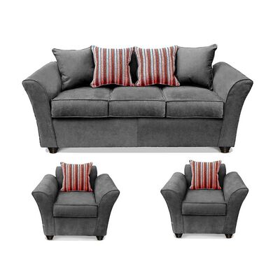 Juego de Living Elegant Detail Minesota Sofá 3 Cuerpos + Dos Sillones 1 Cuerpo Gris